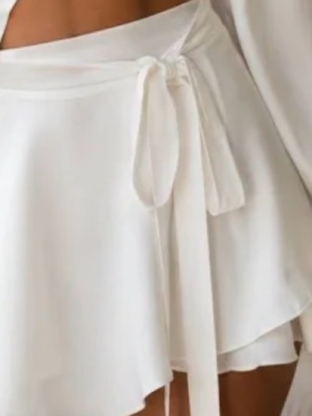 Commense White Asymmetrical Wrap Skirt